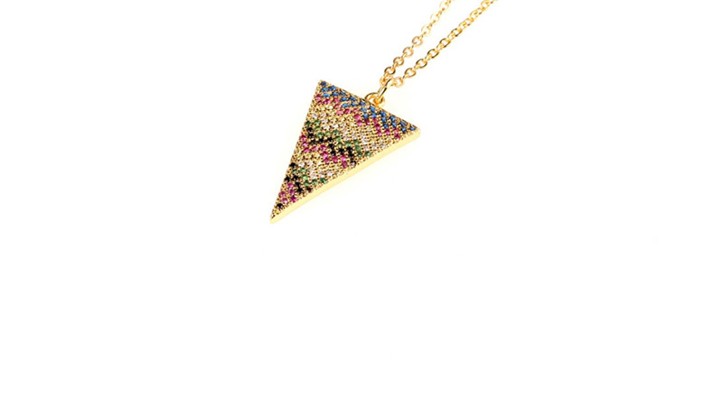 Fashion Color Micro-studded Triangle Necklace,Necklaces