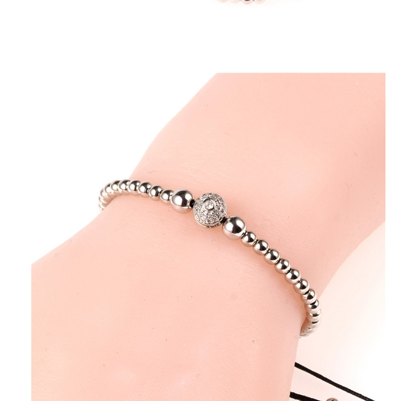 Fashion Silver Real Gold Plated Solid Copper Beads Micro-inlaid Zircon Bracelet,Bracelets