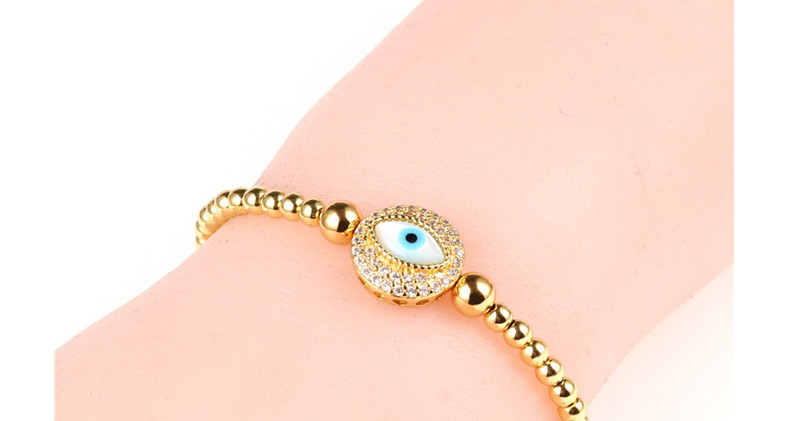 Fashion Gold Full Diamond Eye Gold-plated Color-protection Bead Bracelet,Bracelets