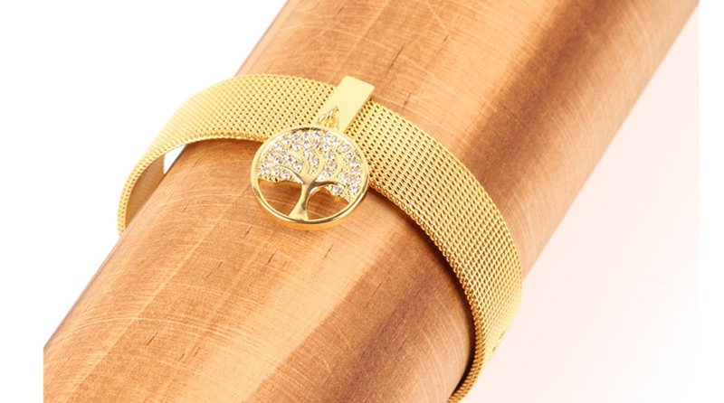 Fashion Gold Real Gold Color Micro-inlaid Zircon Tree Of Life Bracelet,Bracelets