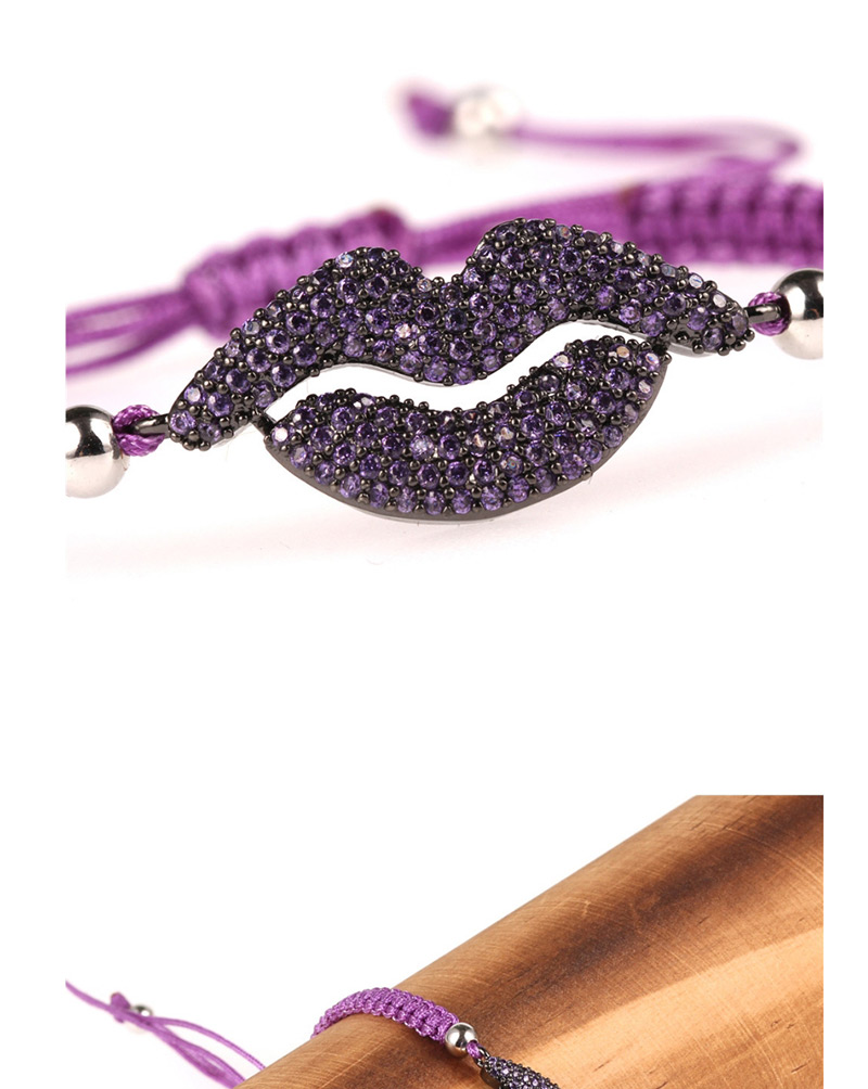 Fashion Fuchsia Braided Mouth Micro-inlaid Zircon Bracelet,Bracelets