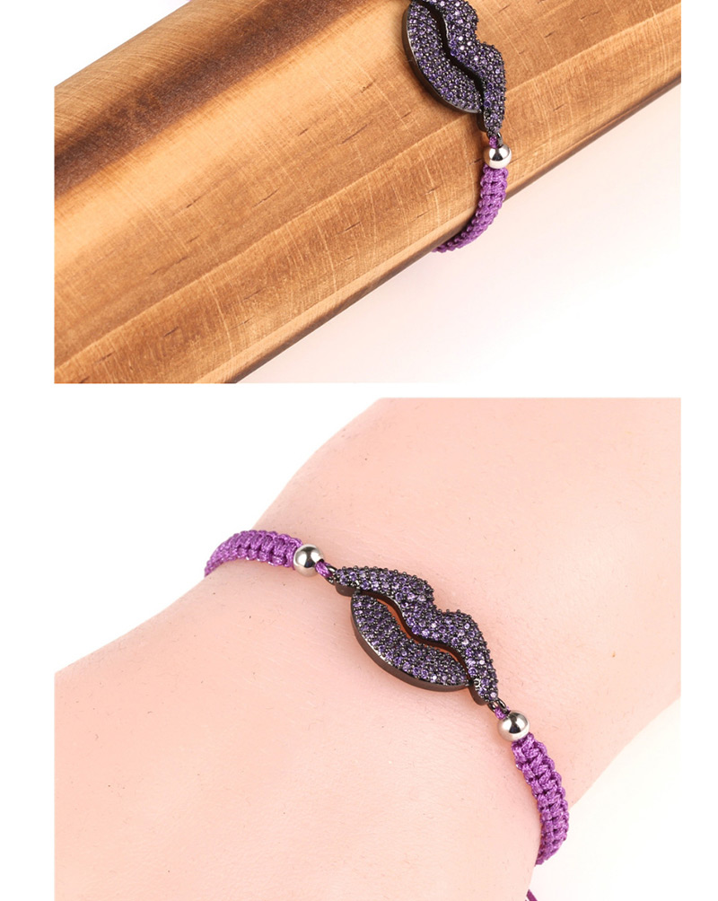 Fashion Light Purple Braided Mouth Micro-inlaid Zircon Bracelet,Bracelets