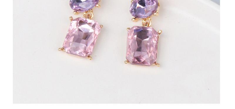 Fashion Pink Glass Drill Inlaid Earrings,Drop Earrings