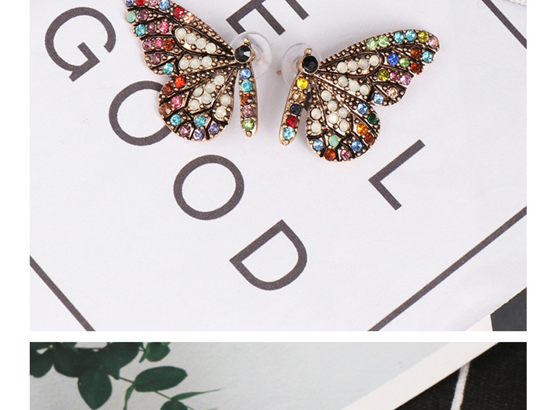 Fashion Pink Butterfly Glass Drill Earrings,Stud Earrings