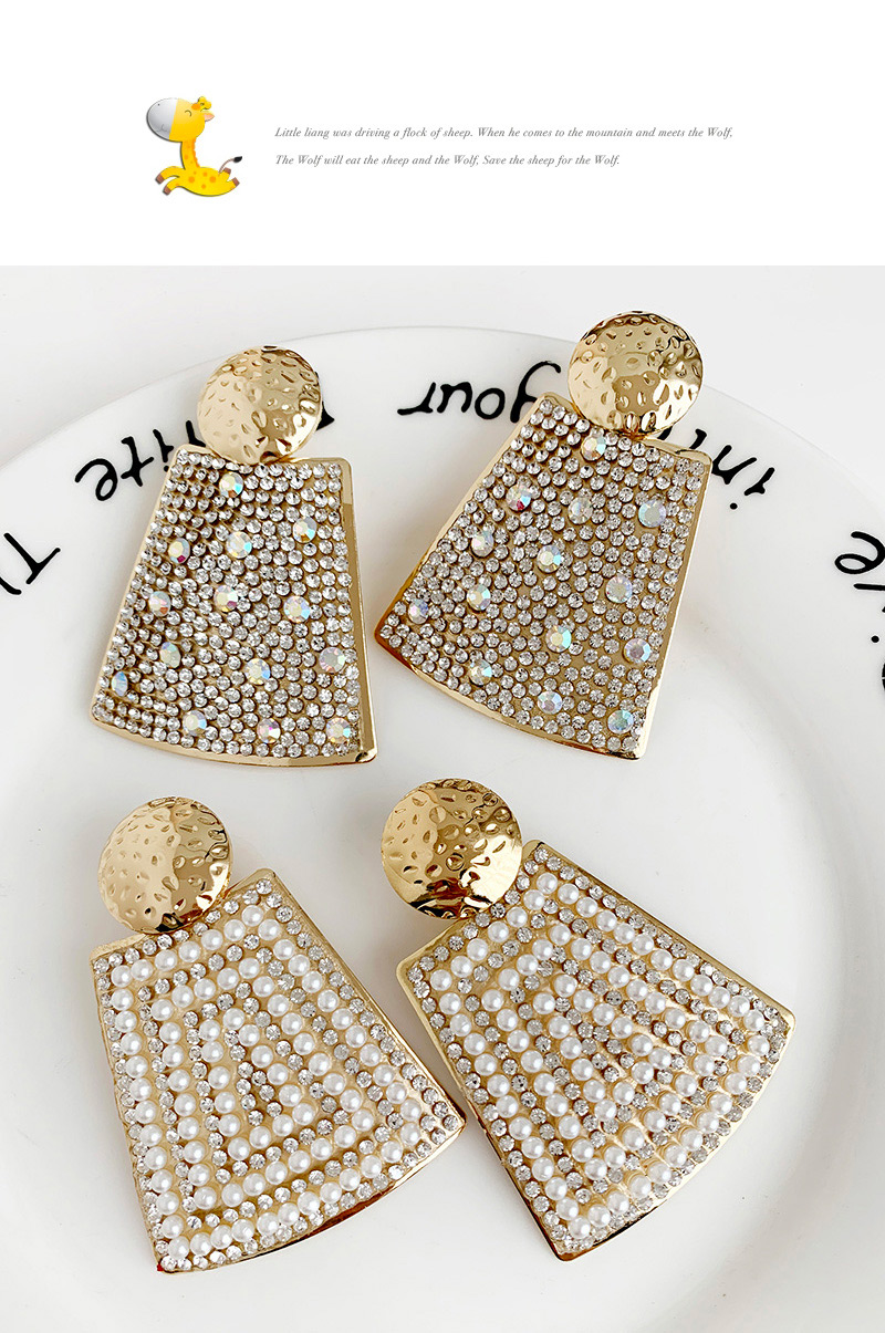 Fashion Drill Alloy Pearl-studded Geometric Earrings,Drop Earrings