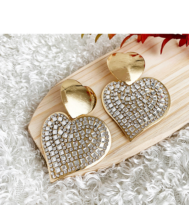 Fashion Pearl Alloy Pearl Diamond Heart Earrings,Drop Earrings