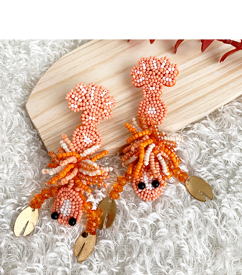 Fashion Orange Alloy Rice Beads Lobster Earrings,Drop Earrings