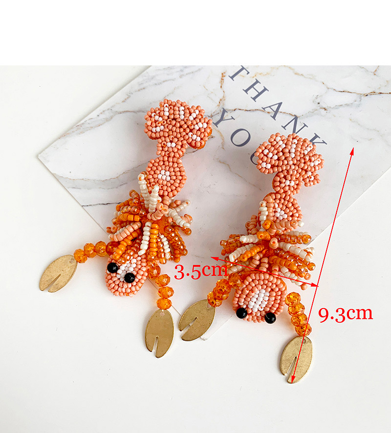 Fashion Orange Alloy Rice Beads Lobster Earrings,Drop Earrings