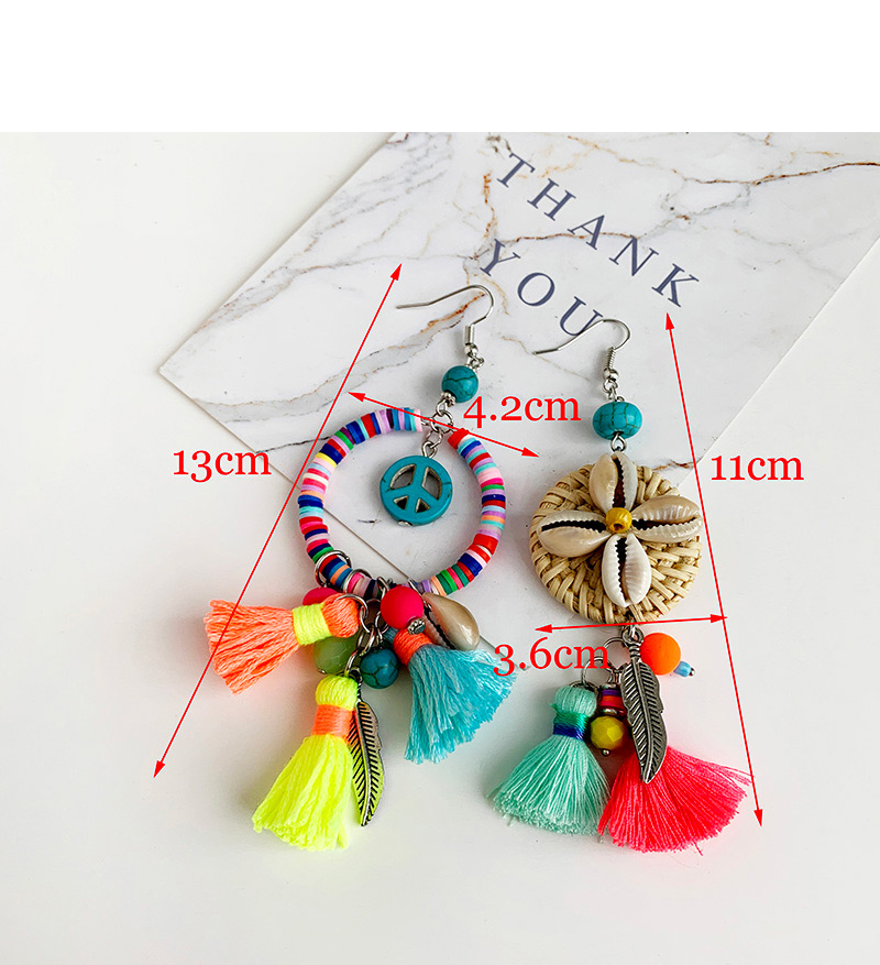 Fashion Color Alloy Rattan Shell Feather Earrings,Drop Earrings