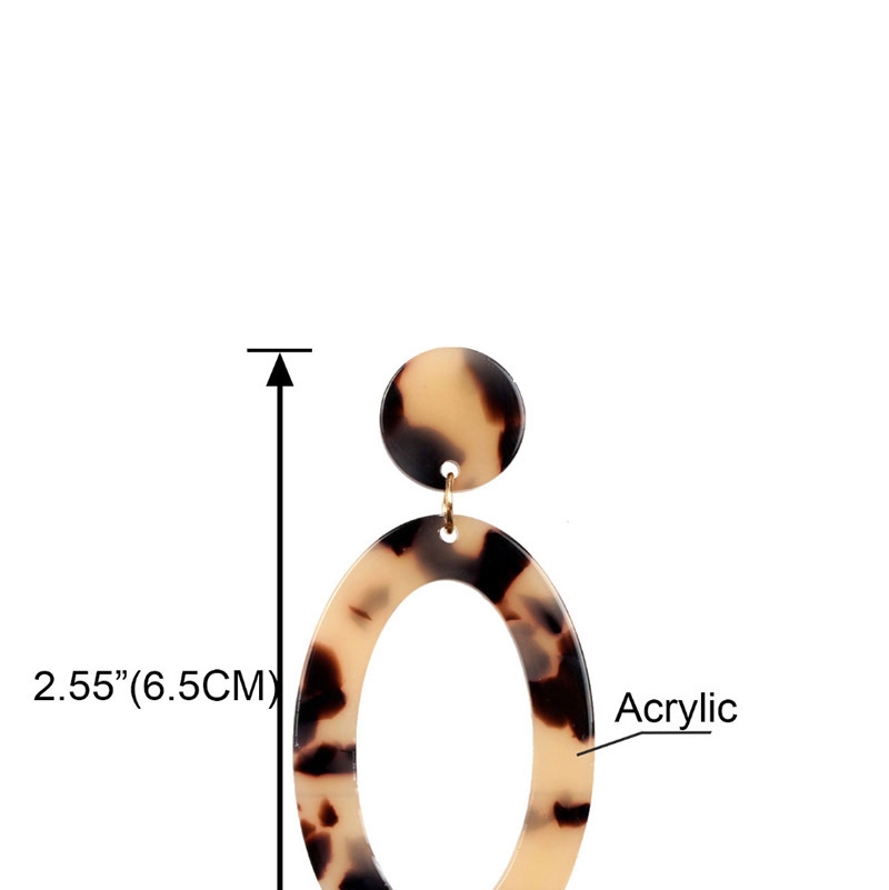 Fashion Color Mixing Geometric Oval Plate Leopard Earrings,Drop Earrings