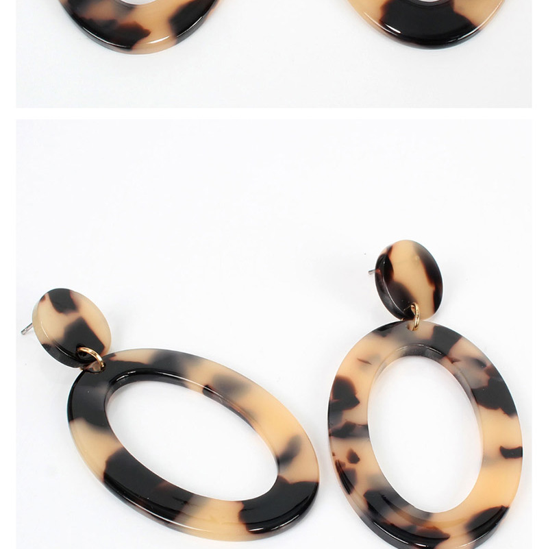 Fashion White Geometric Oval Plate Leopard Earrings,Drop Earrings
