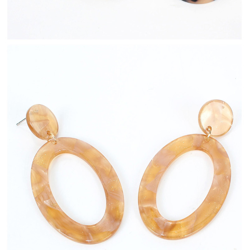 Fashion Brown Geometric Oval Plate Leopard Earrings,Drop Earrings