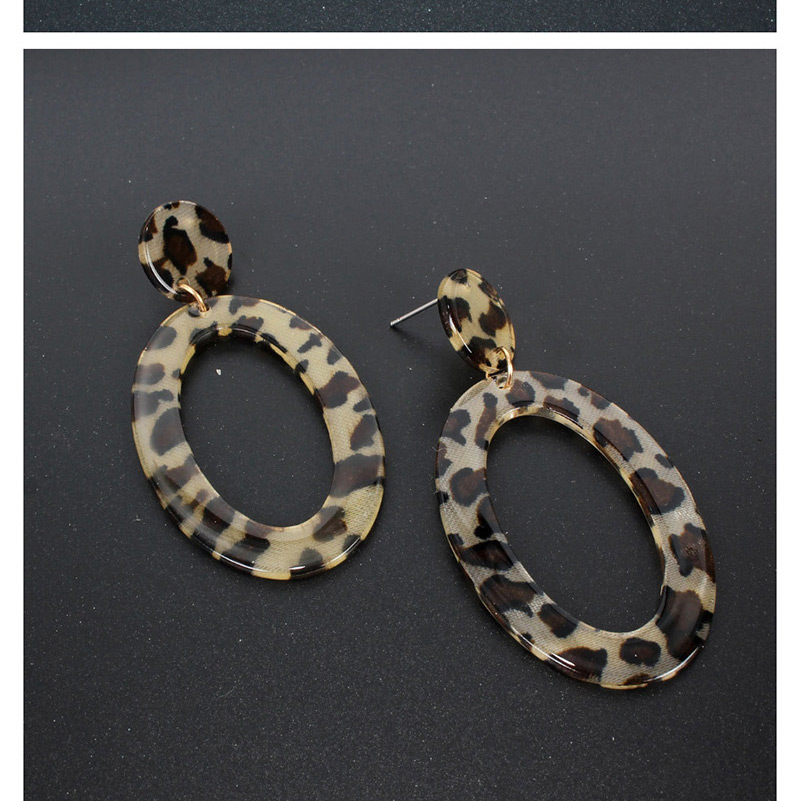 Fashion Color Mixing Geometric Oval Plate Leopard Earrings,Drop Earrings