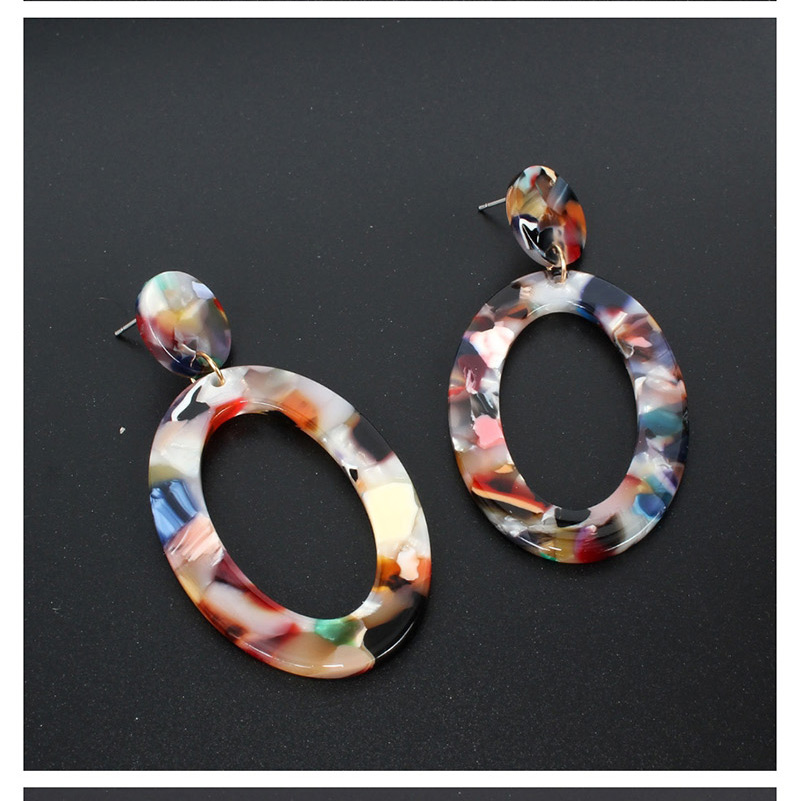 Fashion Khaki Geometric Oval Plate Leopard Earrings,Drop Earrings