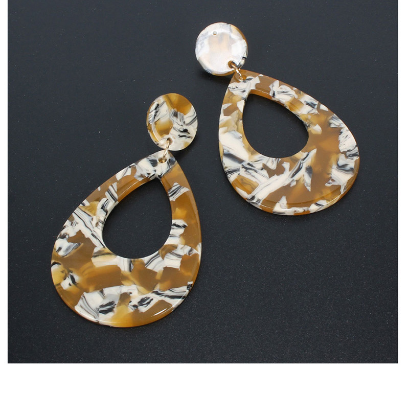 Fashion Brown Geometric Drop-shaped Acetate Plate Earrings,Drop Earrings