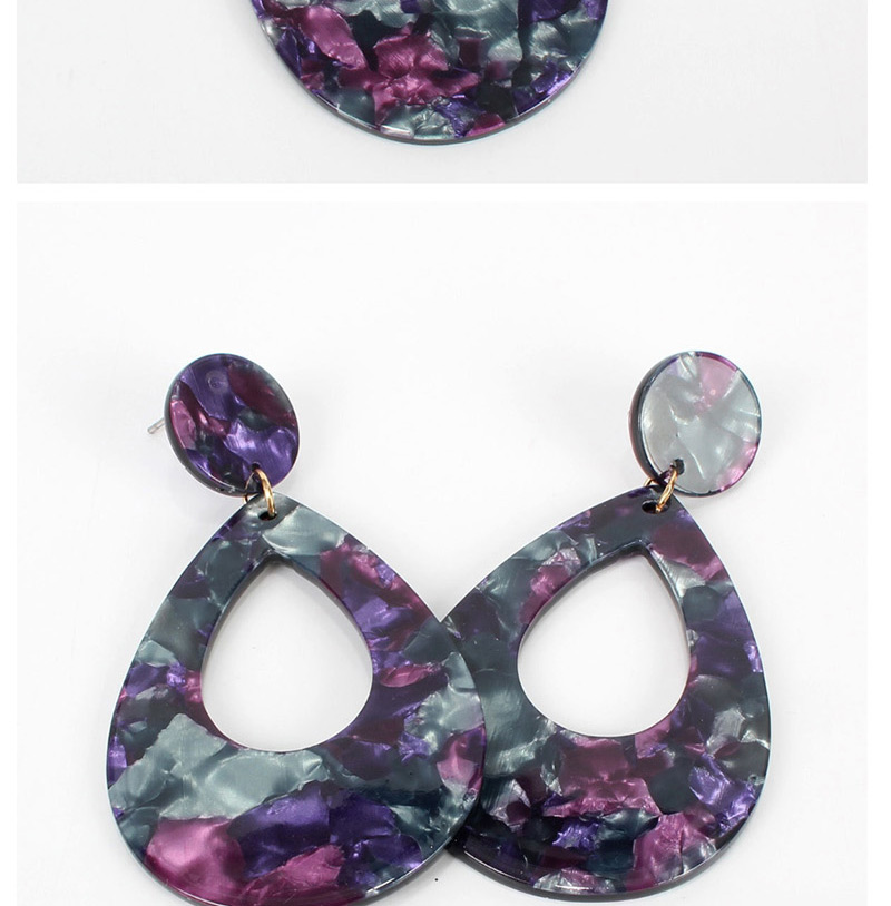 Fashion Purple Geometric Drop-shaped Acetate Plate Earrings,Drop Earrings