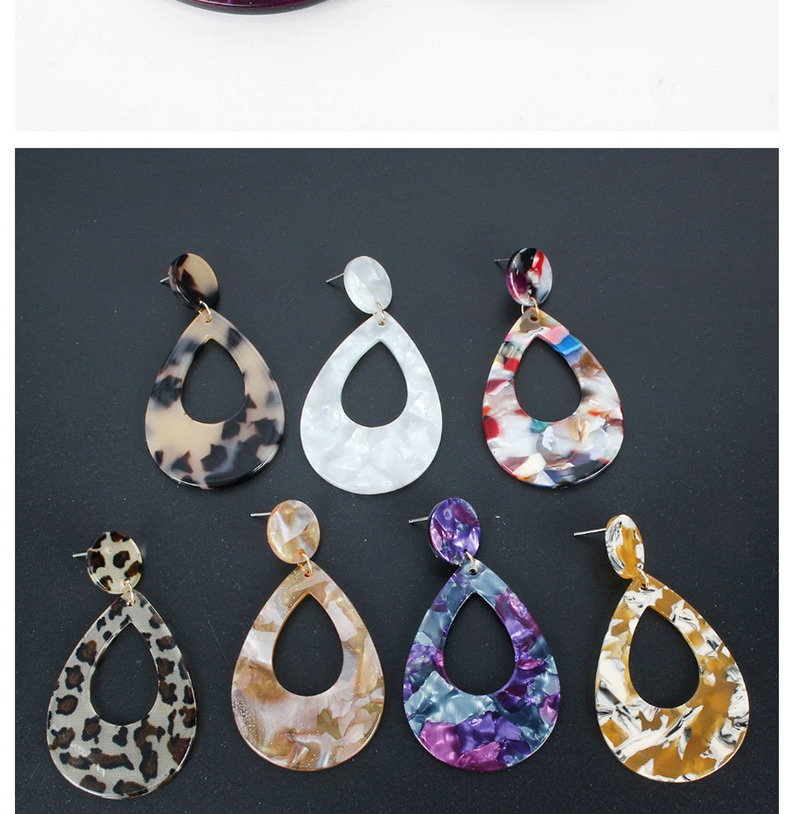 Fashion Leopard Geometric Drop-shaped Acetate Plate Earrings,Drop Earrings