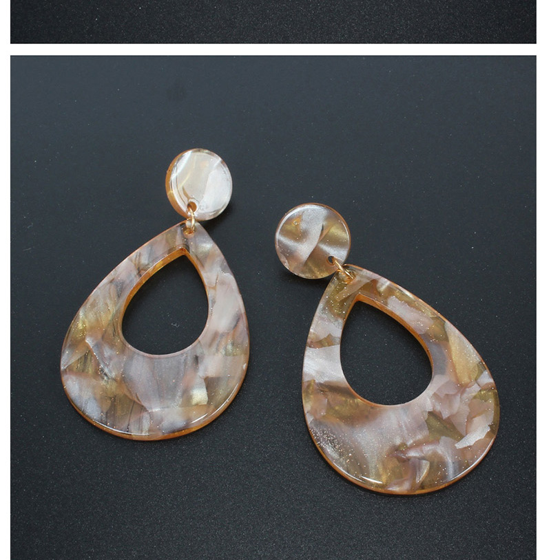 Fashion Yellow + White Geometric Drop-shaped Acetate Plate Earrings,Drop Earrings
