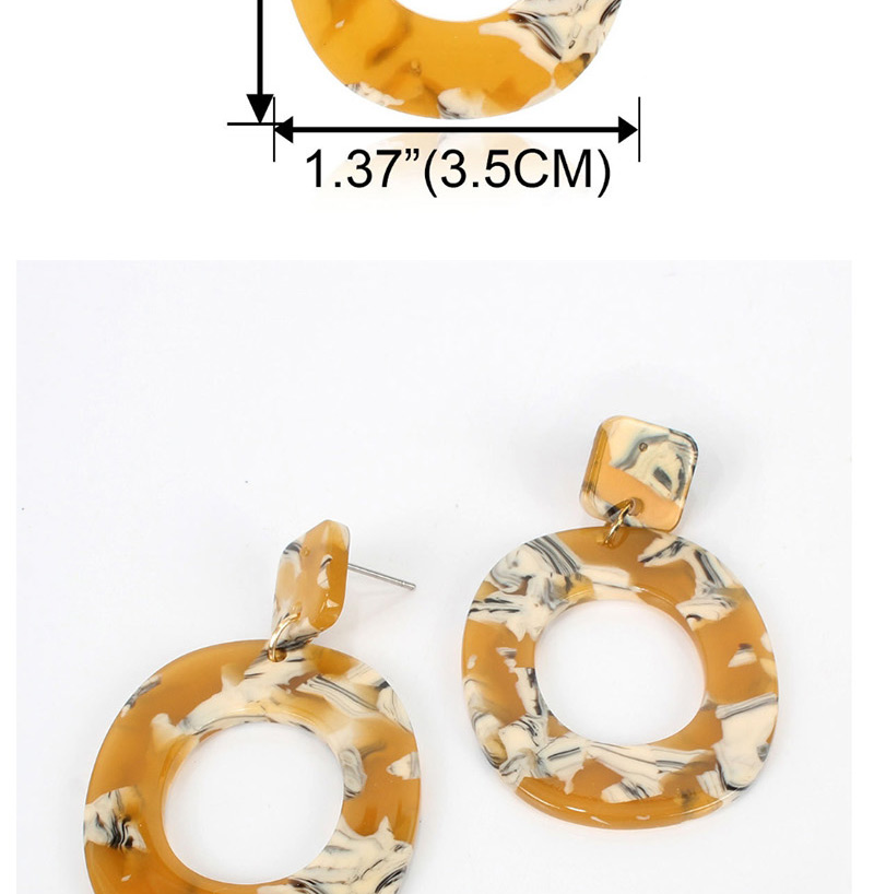 Fashion Yellow + White Acrylic Geometric Oval Earrings,Drop Earrings