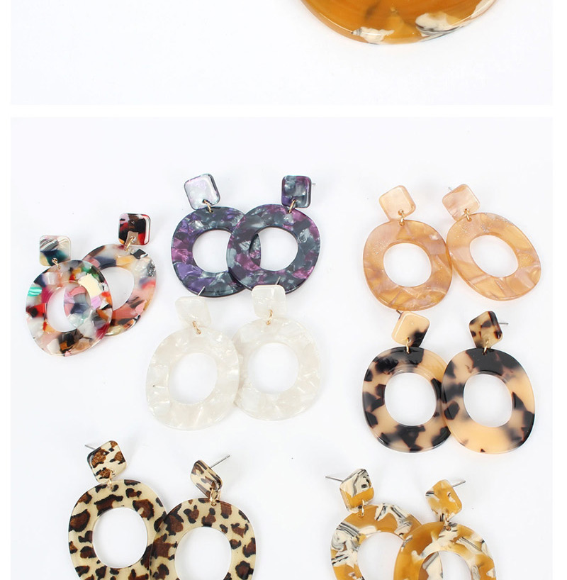Fashion Brown Acrylic Geometric Oval Earrings,Drop Earrings
