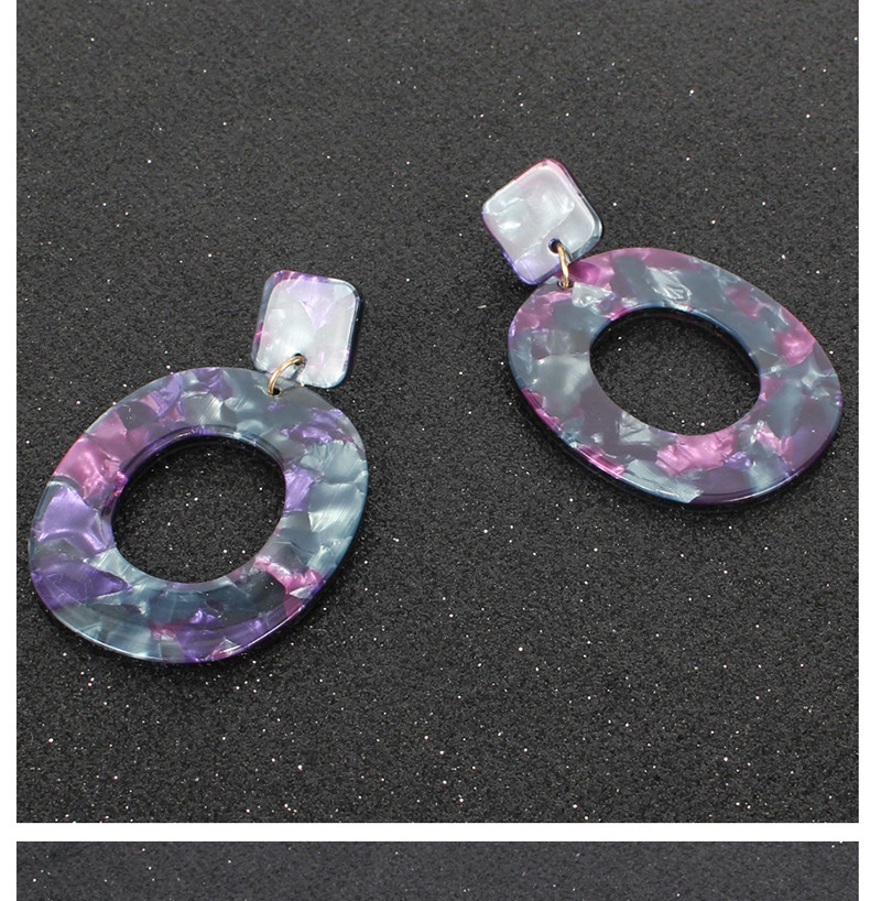 Fashion Purple Acrylic Geometric Oval Earrings,Drop Earrings