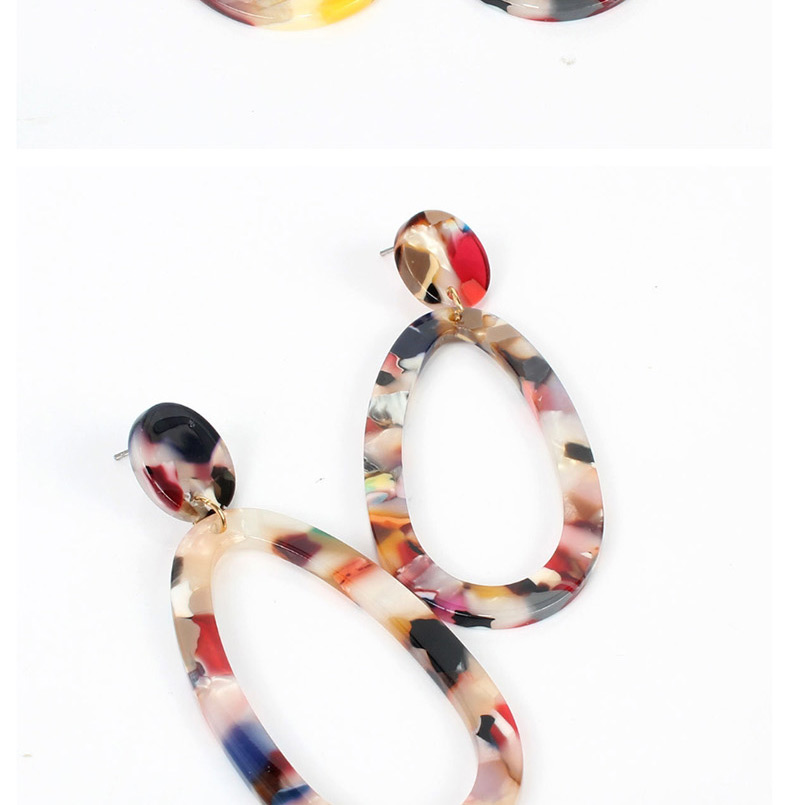 Fashion Color Mixing Elliptical Acrylic Earrings,Drop Earrings