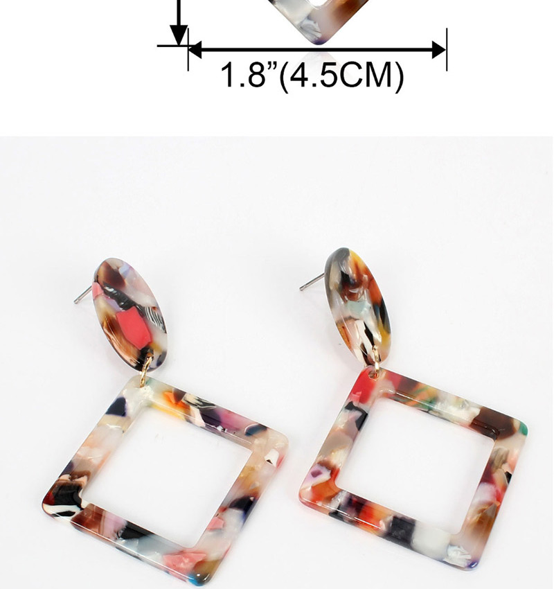 Fashion Color Mixing Square Acrylic Stud Earrings,Drop Earrings