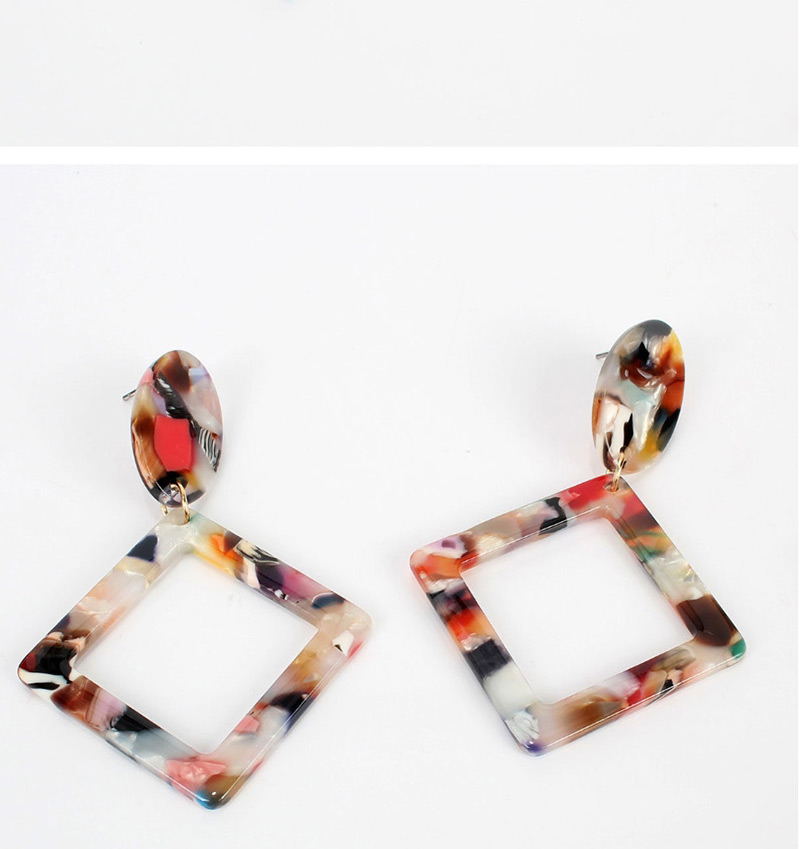 Fashion Color Mixing Square Acrylic Stud Earrings,Drop Earrings