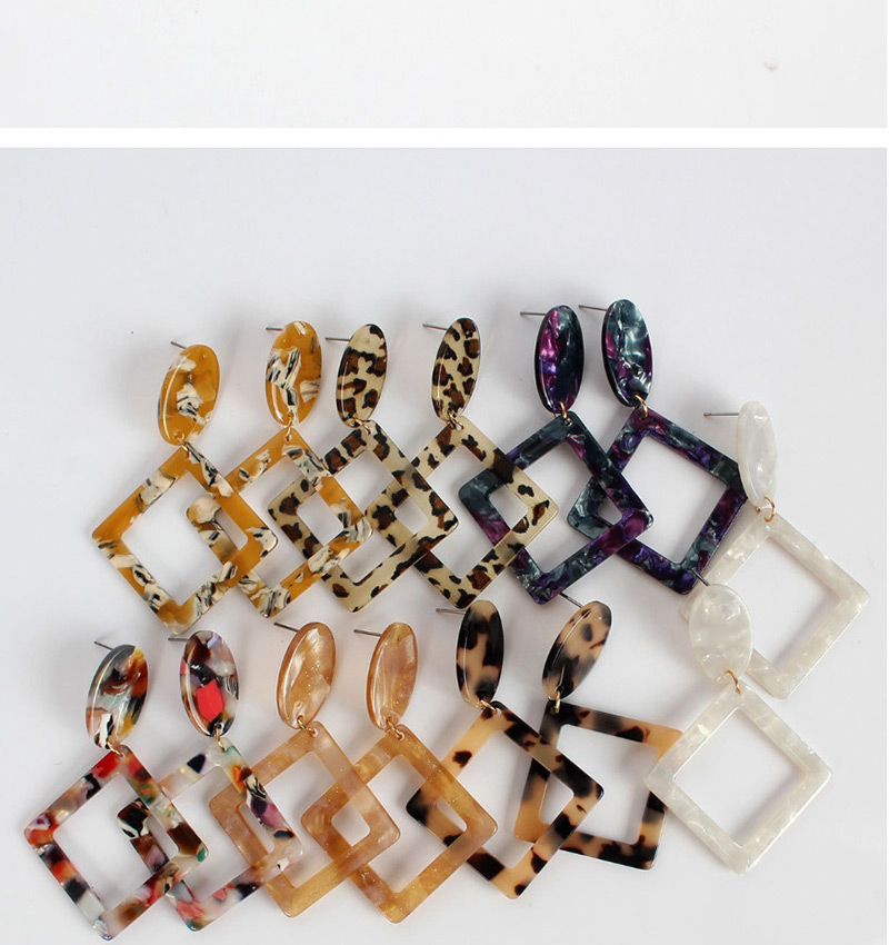 Fashion Khaki Square Acrylic Stud Earrings,Drop Earrings