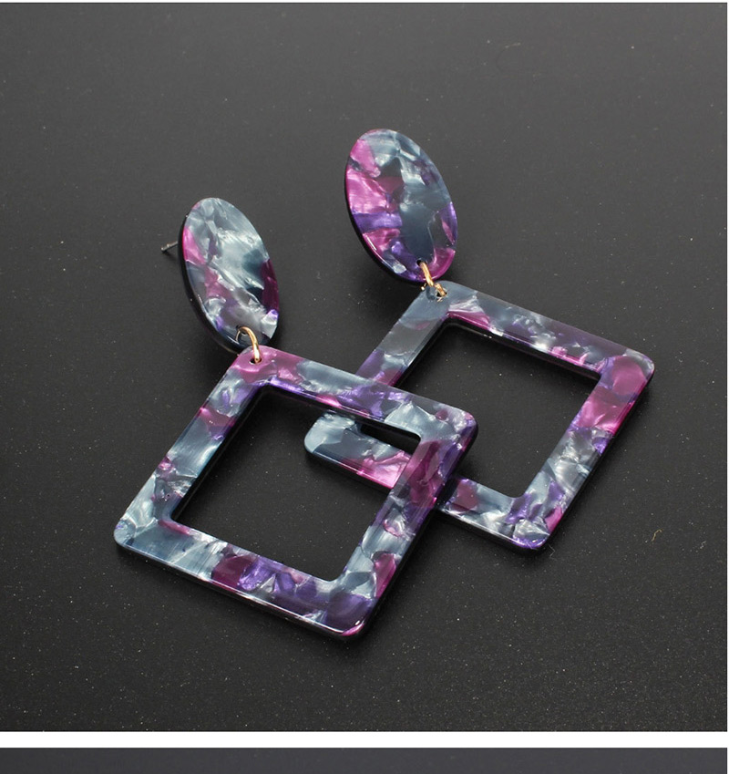 Fashion Purple Square Acrylic Stud Earrings,Drop Earrings