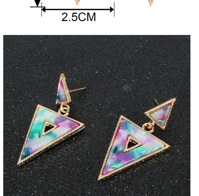 Fashion Khaki Triangle Hollowed Out Acetic Acid Plate Earrings,Drop Earrings