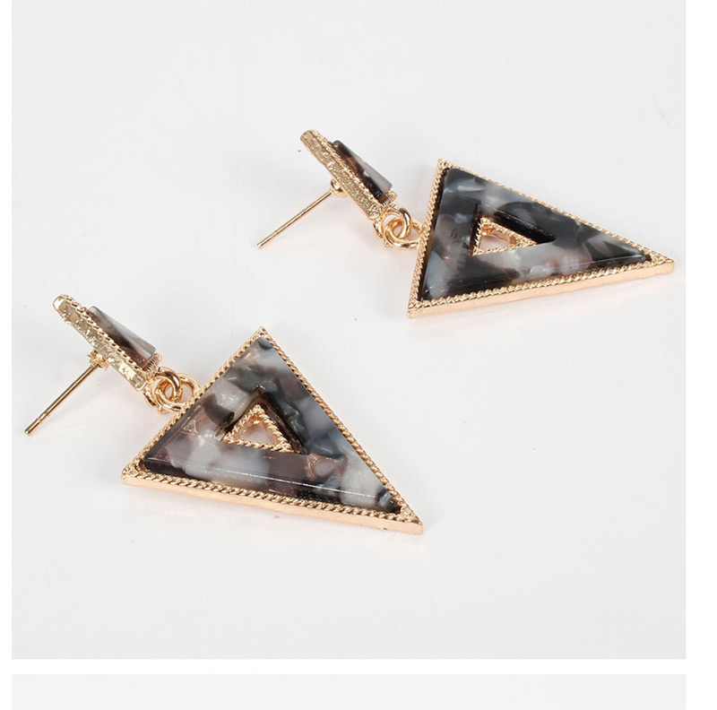 Fashion Color Mixing Triangle Hollowed Out Acetic Acid Plate Earrings,Drop Earrings