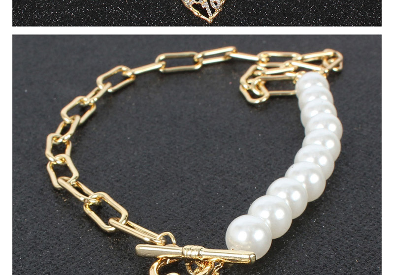 Fashion Gold Imitation Pearl Metal Love Micro-encrusted Necklace,Pendants