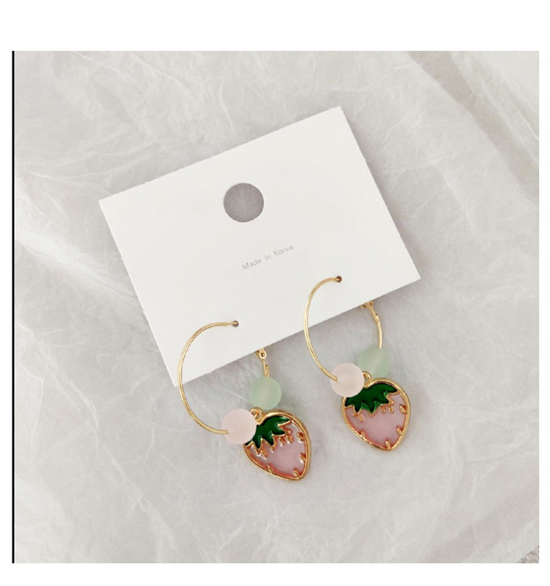Fashion Strawberry Pink Fruit Transparent Earrings,Drop Earrings