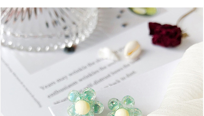 Fashion Green  Silver Needle Contrast Color Flower Sequin Earrings,Stud Earrings