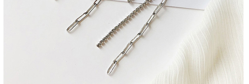 Fashion Silver Studded Tassel Chain Stud Earrings,Drop Earrings