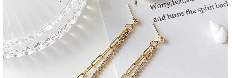 Fashion Gold Studded Tassel Chain Stud Earrings,Drop Earrings