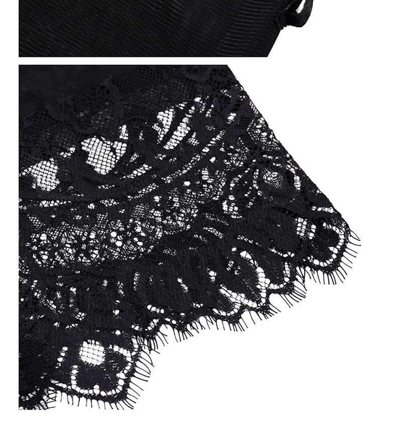 Fashion Black Stitching Eyelash Lace Hook Flower Perspective Cardigan,Others