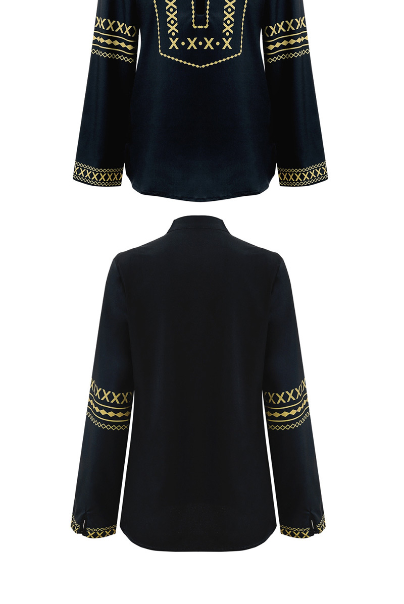 Fashion Black Printed Half-neck Shirt,Tank Tops & Camis
