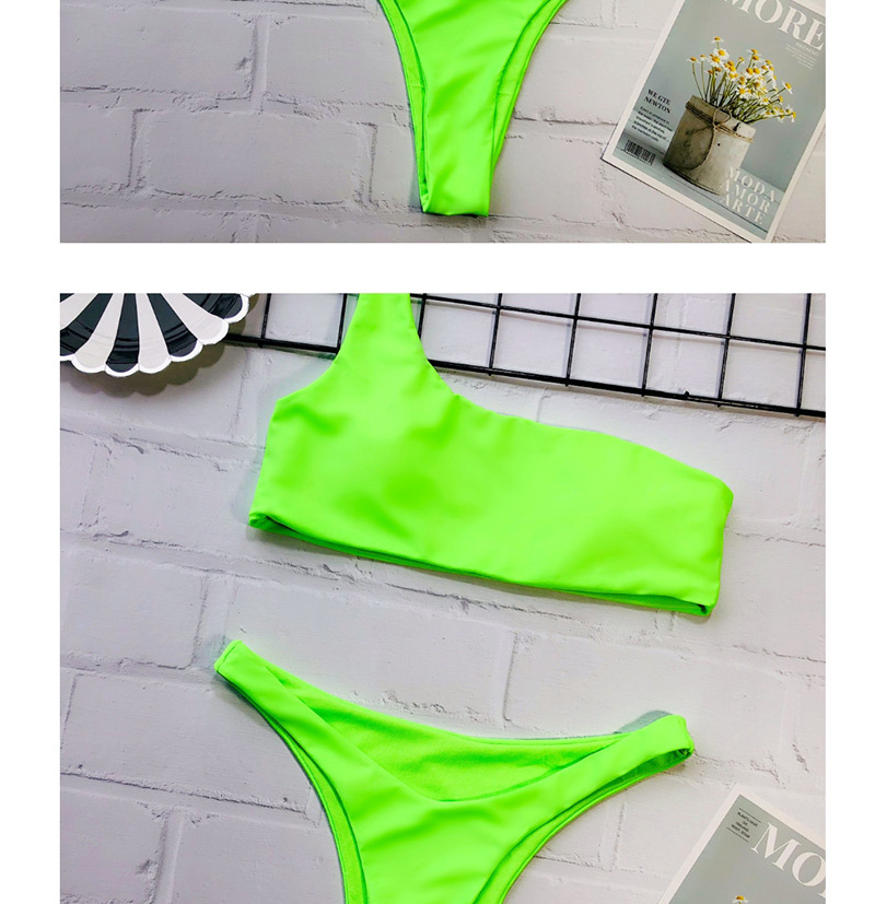 Fashion Fluorescent Green One-shoulder Bikini,Bikini Sets