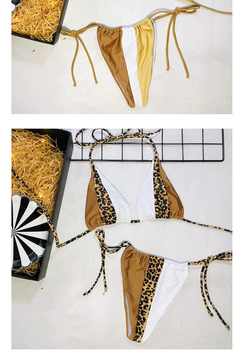 Fashion Leopard Stitching Stitching Triangle Bag Bikini,Bikini Sets