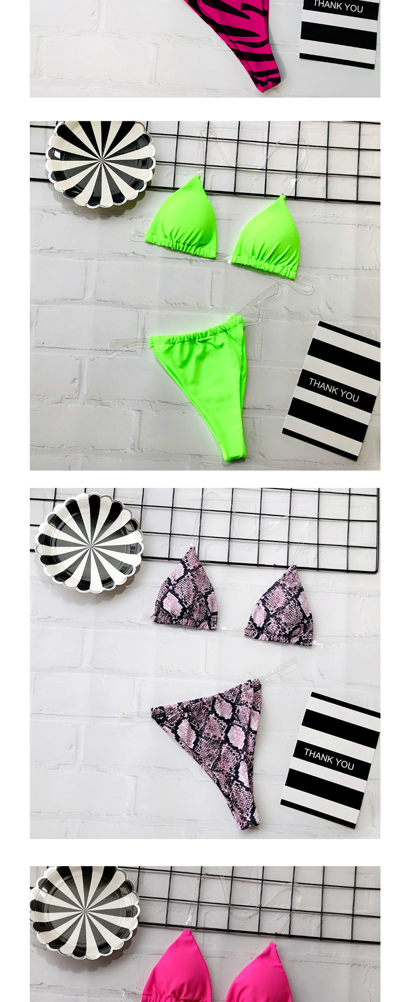 Fashion Green Zebra Transparent Belt Bikini,Bikini Sets