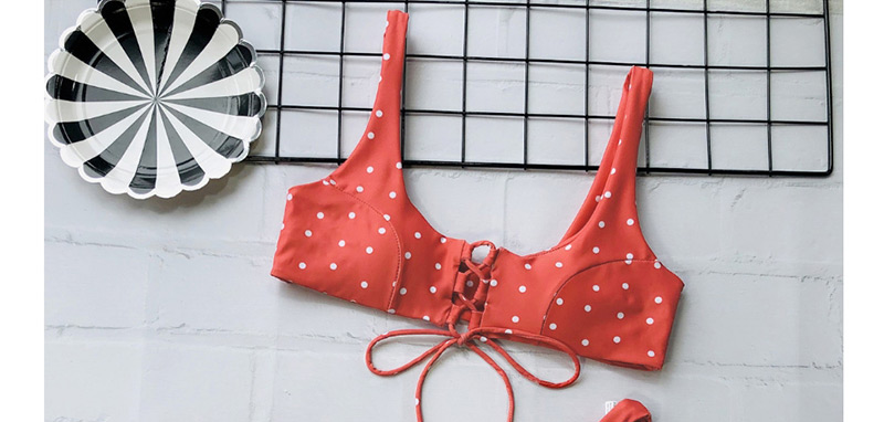 Fashion Orange Dot Printed Split Swimsuit,Bikini Sets