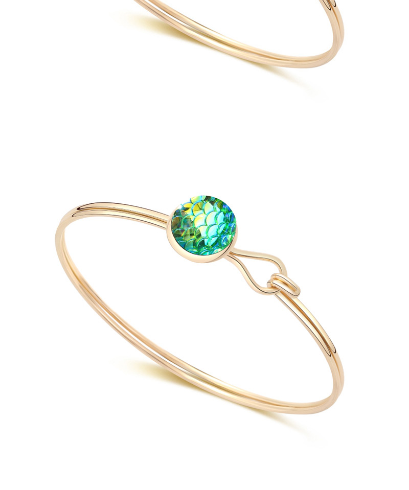 Fashion Gold + Green Round Fish Scale Bracelet,Fashion Bangles