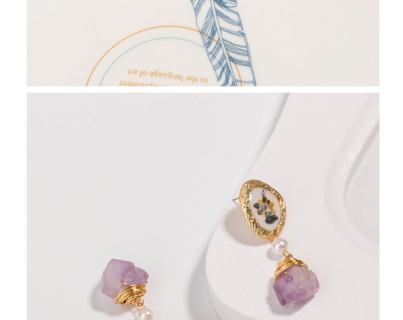 Fashion Gold Shell Woven Gold Thread Wrapped Natural Stone Earrings,Drop Earrings