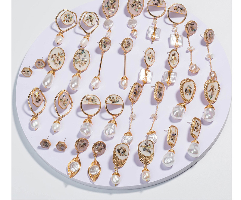 Fashion Gold Shell Woven Shaped Pearl Earrings,Drop Earrings