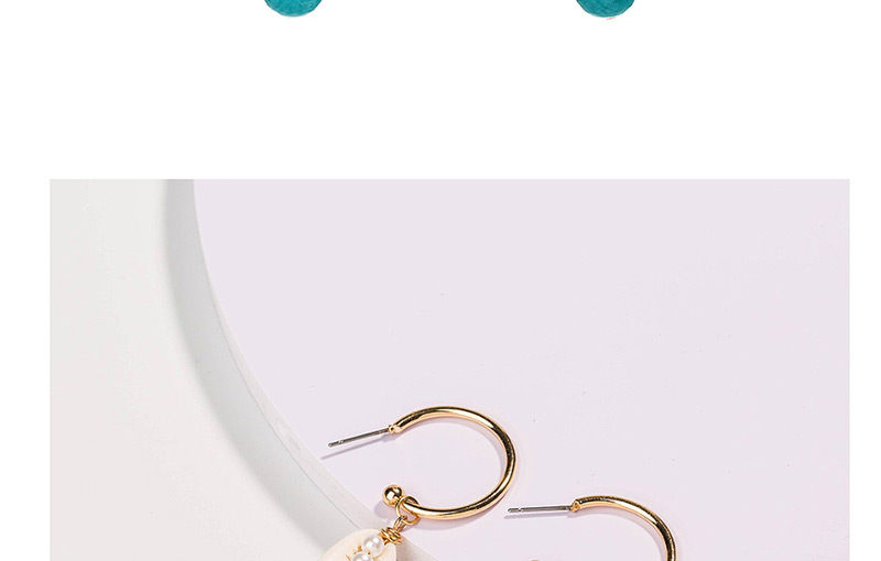 Fashion Gold C-shaped Natural Shell Bead Earrings,Drop Earrings