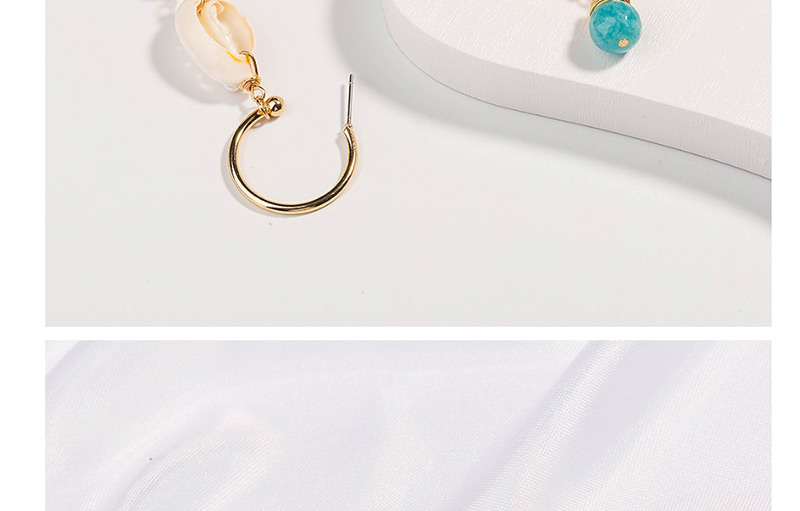 Fashion Gold C-shaped Natural Shell Bead Earrings,Drop Earrings