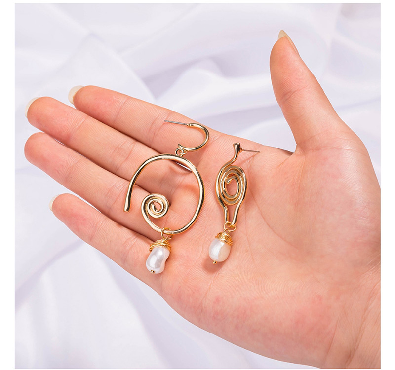 Fashion Gold Geometric Natural Freshwater Pearl Earrings,Drop Earrings