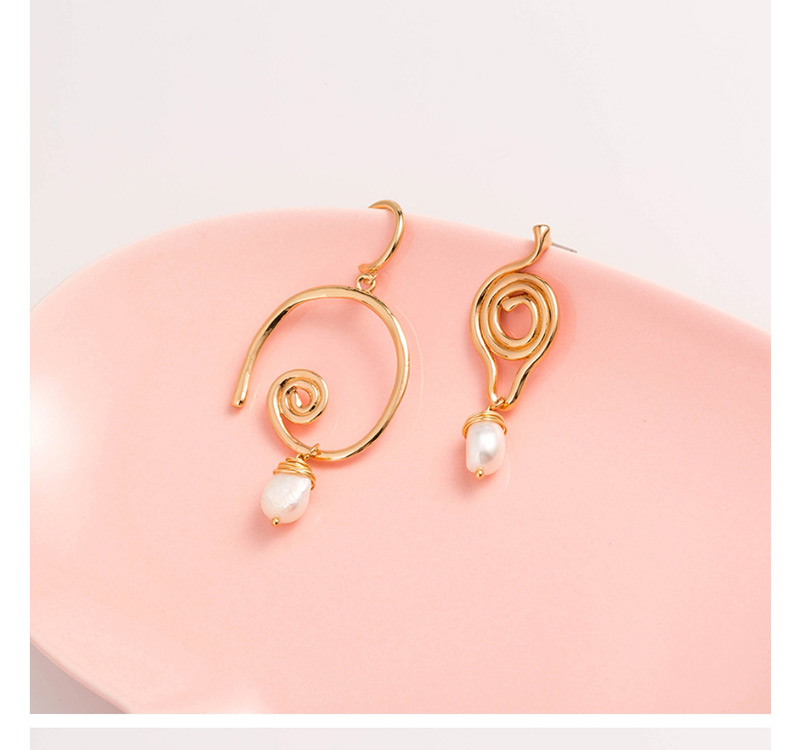 Fashion Gold Geometric Natural Freshwater Pearl Earrings,Drop Earrings